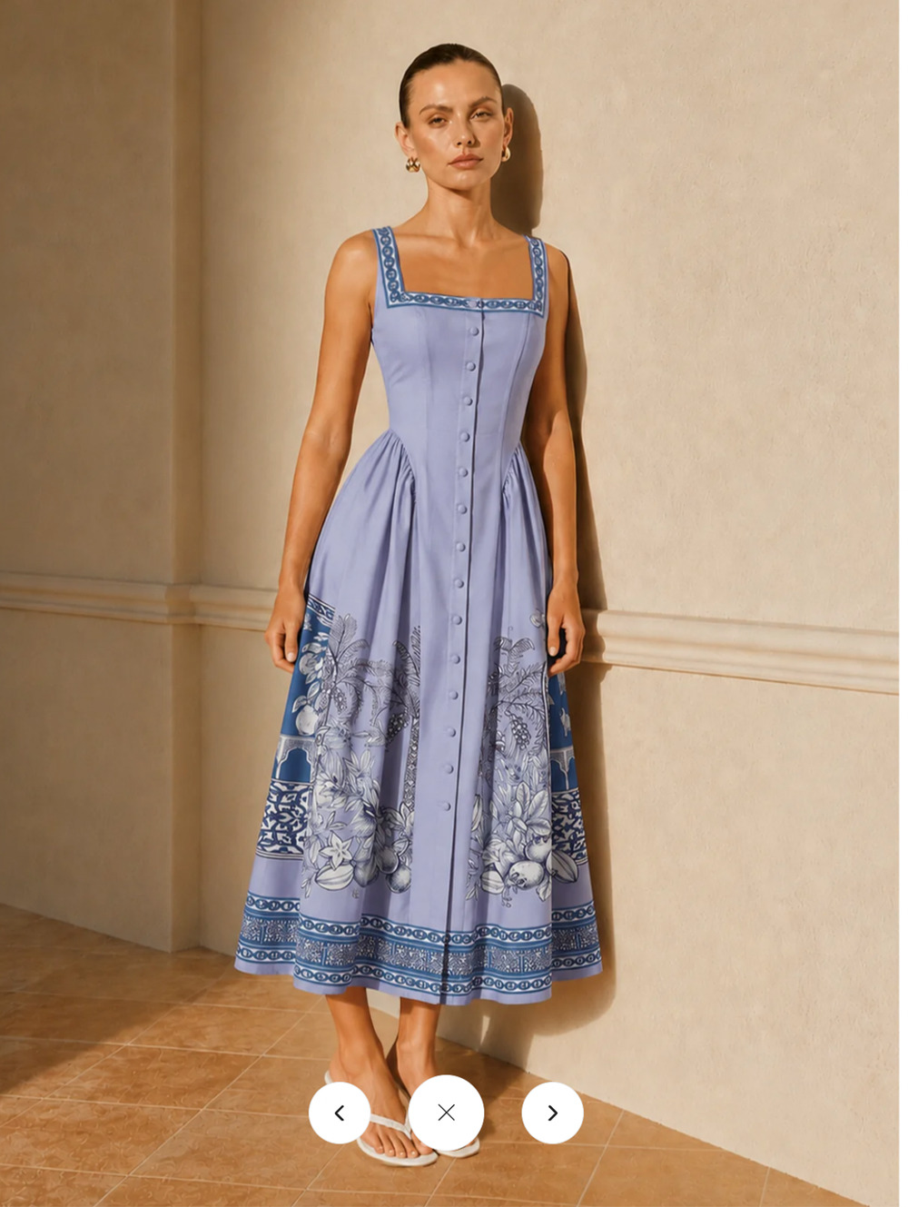 NWT Commense Tropical Print Square Neck Backless Maxi Dress Sz M